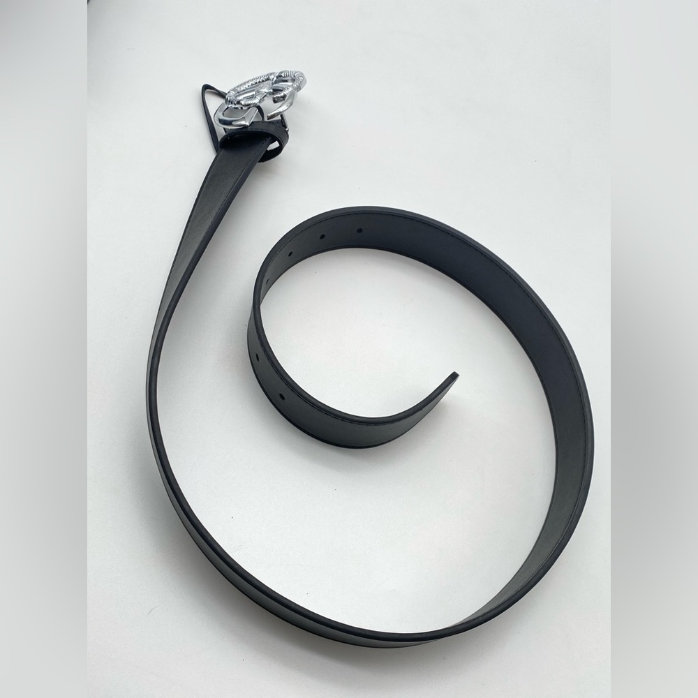 Gucci Black Leather Belt Silver Snake GG Buckle- 100 L W Box - Picture 8 of 13